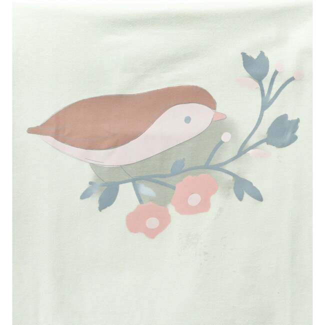 Bird Graphic Blanket, Green - Blankets - 2