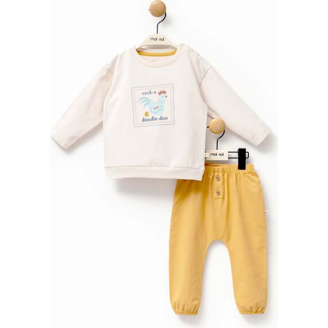 Chicken Graphic Outfit, Beige - Mixed Apparel Set - 4