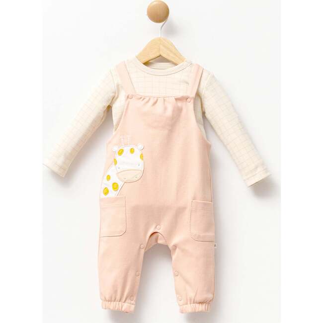 Giraffe Overalls Outfit, Peach - Mixed Apparel Set - 4