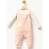 Giraffe Overalls Outfit, Peach - Mixed Apparel Set - 4