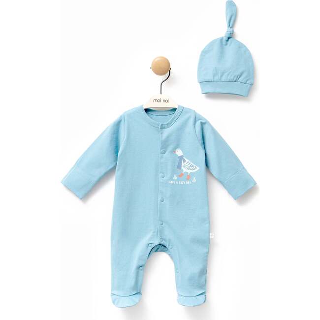 Goose Graphic Babygrow & Hat, Blue - Footie Pajamas - 5