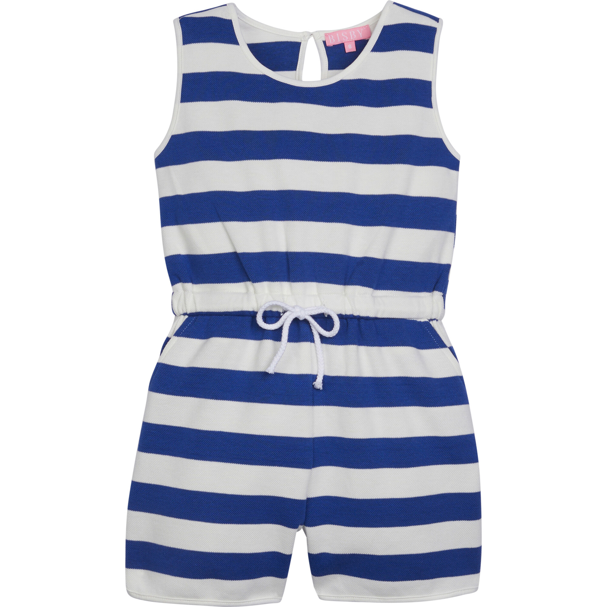 Rugby Romper, Blue & White Stripe - Rompers - 1