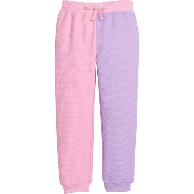 Color Block Elastic Waist Drawstring Jogger, Pink & Lilac