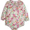 Caroline Ruffle Collar 3-Quarter Sleeve Bubble, Magenta Floral - Onesies - 1 - thumbnail