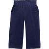 Palazzo Velour Elastic Waist Front Pocket Crop Pants, Navy - Pants - 1 - thumbnail