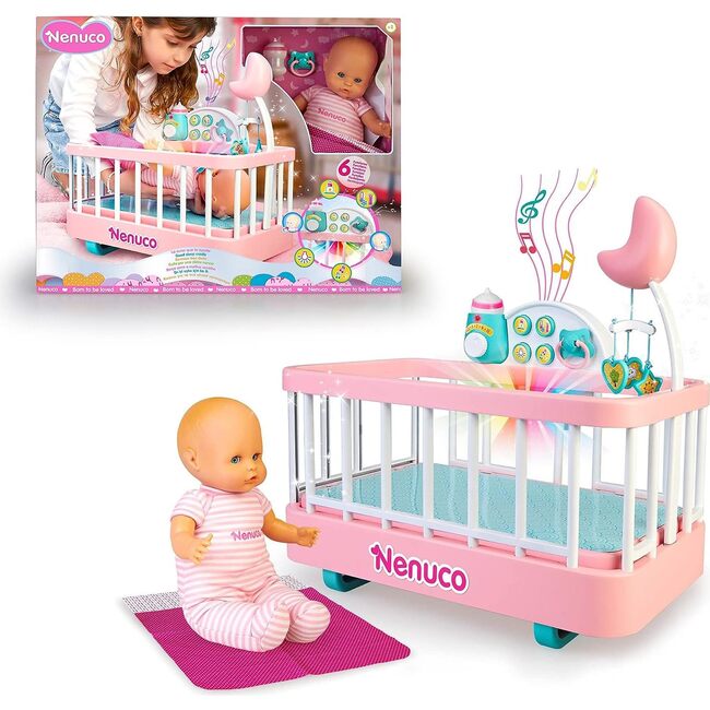 Nenuco Good Sleep Cradle with Baby Doll, Crib, and Accessories