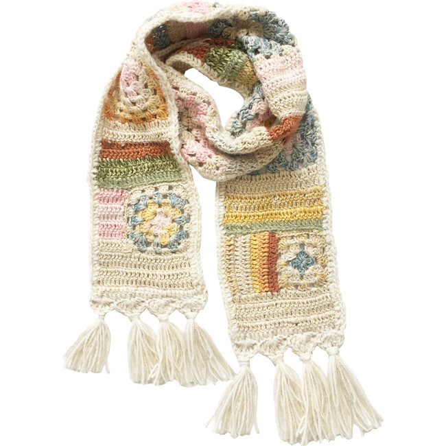 Crochet Patchwork Scarf, Multi