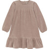 Velour Round Neck Long Puff Sleeve Smocked Dress, Fawn - Dresses - 1 - thumbnail