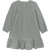 Velour Round Neck Long Puff Sleeve Smocked Dress, Quarry - Dresses - 4