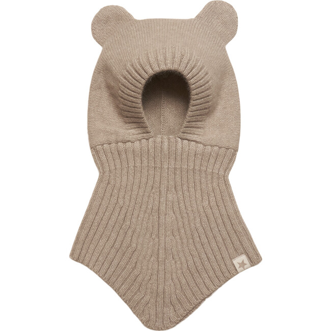 Softy Bear Merino Wool Cashmere Knit Ears Balaclava, Camel