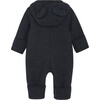 Merino Wool Fleece Ears Long Sleeve Zipper Hooded Pram Suit, Navy - Rompers - 2