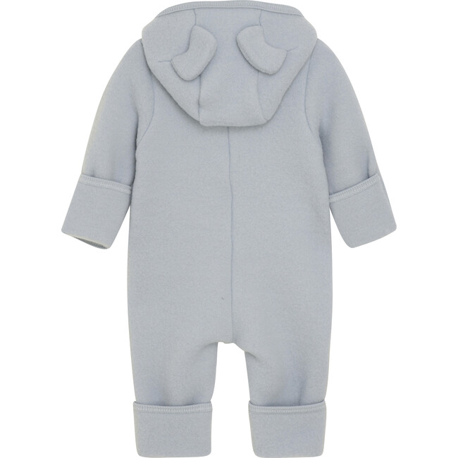 Merino Wool Fleece Ears Long Sleeve Zipper Hooded Pram Suit, Quarry - Rompers - 2