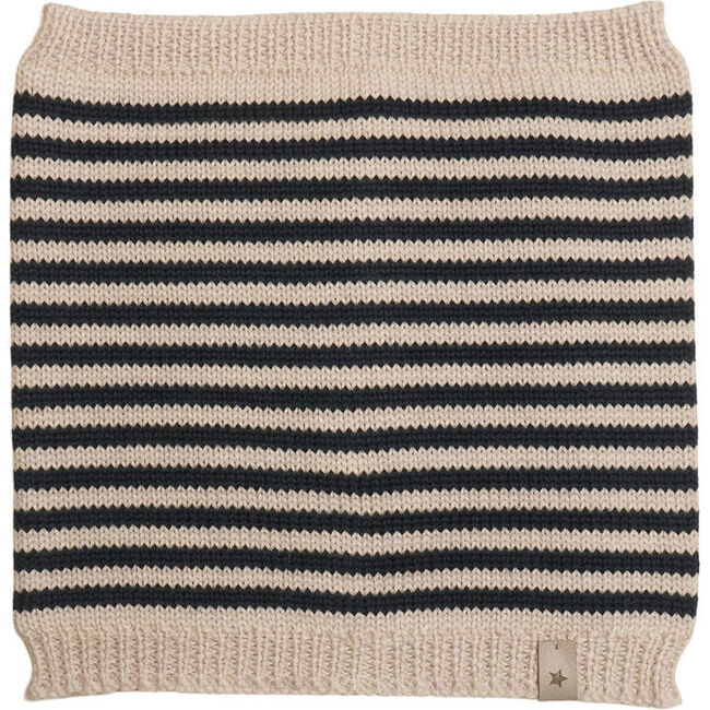 Merino Wool Lined Striped Neck Tube, Navy