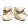 Babys Sheep Skin Lace-Up Footie, White - Socks - 1 - thumbnail