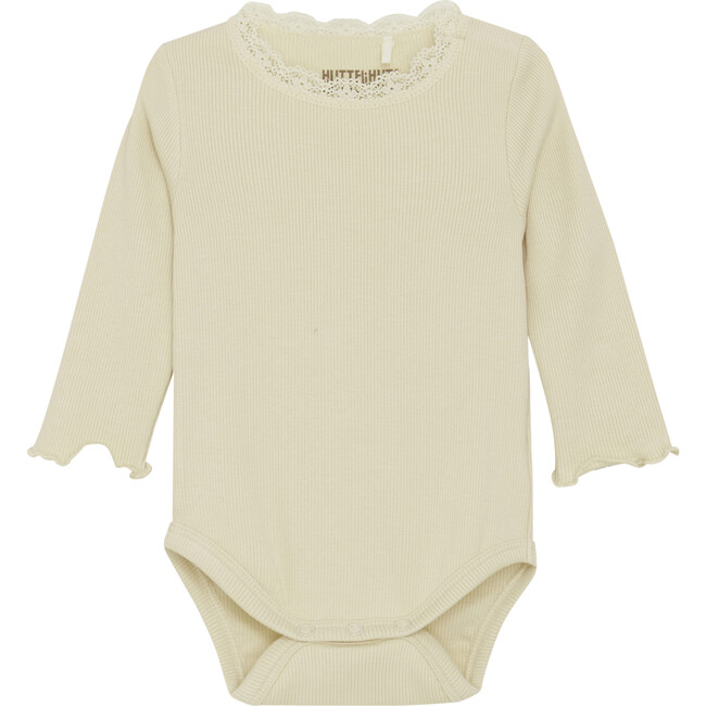 Babys Organic Cotton Ribbed Long Sleeve Snap Buttons Body Suit, Wood Ash