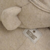 Merino Wool Fleece Ears Long Sleeve Zipper Hooded Pram Suit, Camel Melange - Rompers - 4