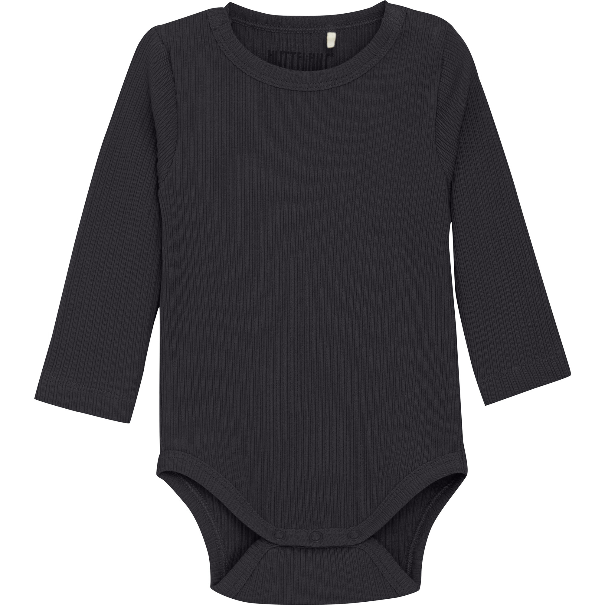 Babys Organic Cotton Ribbed Long Sleeve Snap Buttons Body Suit, Dark Navy - Onesies - 1