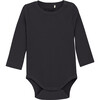 Babys Organic Cotton Ribbed Long Sleeve Snap Buttons Body Suit, Dark Navy - Onesies - 1 - thumbnail