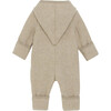 Merino Wool Fleece Long Sleeve Point Hooded Pixie Suit, Camel Melange - Rompers - 4