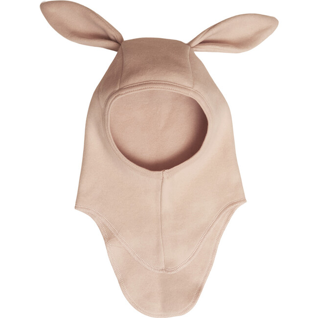 Cotton Fleece Rabbit Ears Round Head Shape Balaclava, Dusty Rose