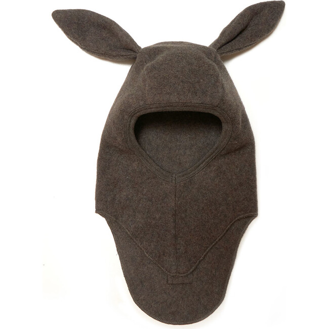 Cotton Fleece Rabbit Ears Round Head Shape Balaclava, Brown