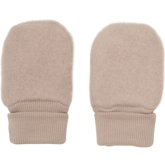 Babys Merino Wool Fleece Ribbed 2-Layer Mittens, Mahogany Rose