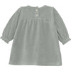 Babys Velour Round Neck Long Puff Sleeve Smocked Dress, Quarry - Dresses - 3