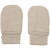 Babys Merino Wool Fleece Ribbed 2-Layer Mittens, Camel Melange - Gloves - 1 - thumbnail