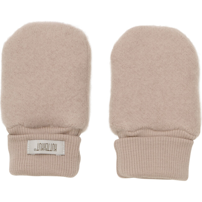 Babys Merino Wool Fleece Ribbed 2-Layer Mittens, Mahogany Rose - Gloves - 3