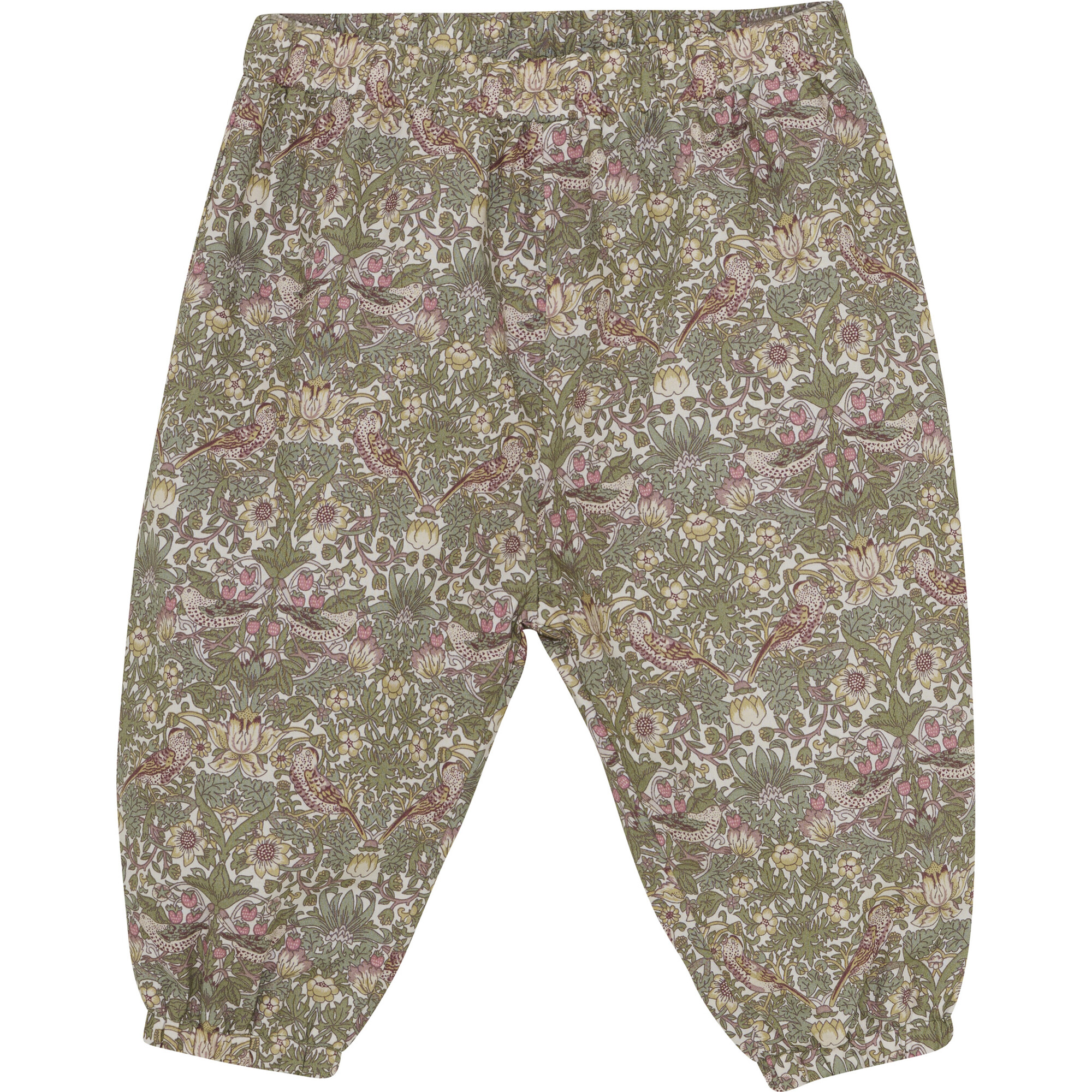 Babys Liberty Fabric Lined Elastic Waist Pants, Lichen Green - Pants - 1