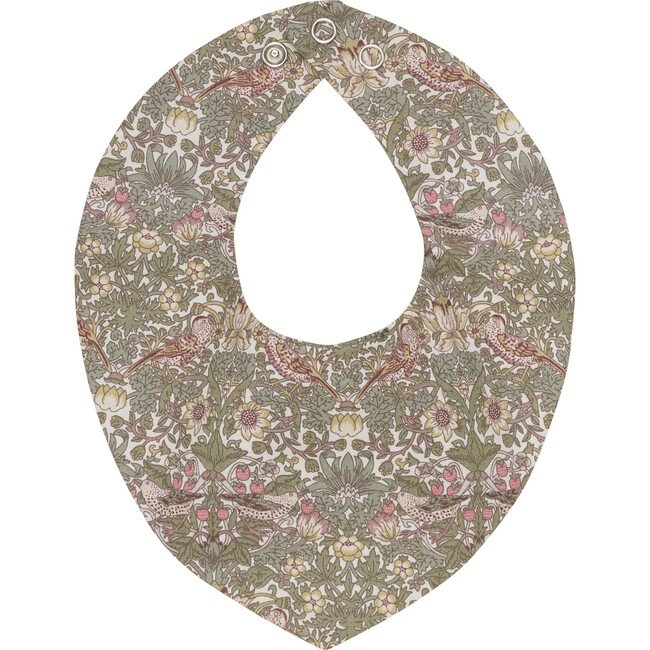 Babys Liberty Fabric Snap Back Button Bib, Deep Lichen Green