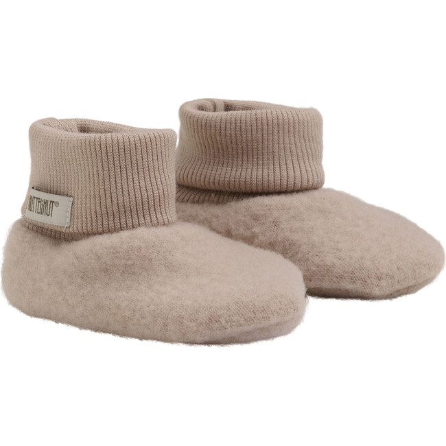 Babys Merino Wool Fleece Ribbed 2-Layer Footies, Mahogany Rose