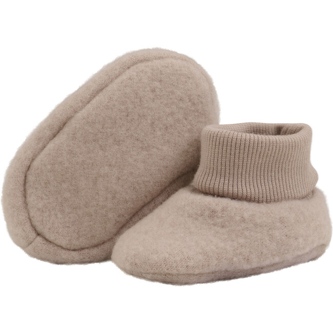 Babys Merino Wool Fleece Ribbed 2-Layer Footies, Mahogany Rose - Socks - 3