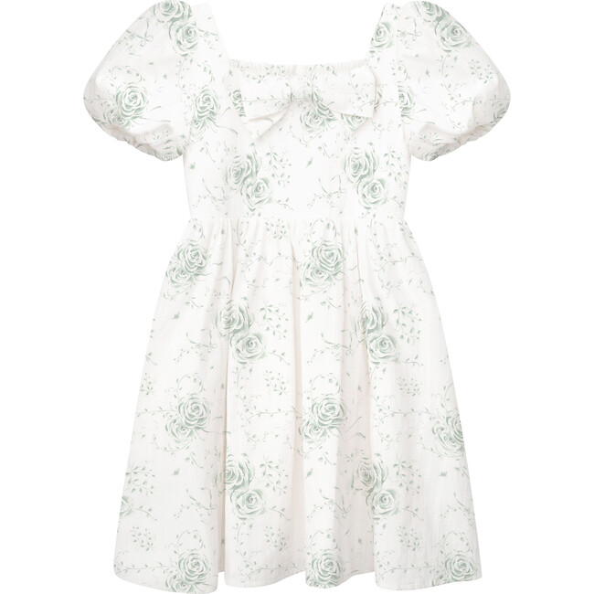 Kylie Square Neck Short Puff Sleeve Dress, Celadon Heirloom - Dresses - 1