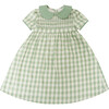 Daphne Gingham Peter Pan Collar Short Sleeve Dress, Green - Dresses - 1 - thumbnail