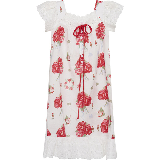 Floral Print Short Sleeve Gown, Nutcracker Garden