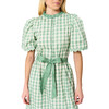 Women's Daphne Gingham Ruffle Neck Short Sleeve Midi Dress, Green - Dresses - 3