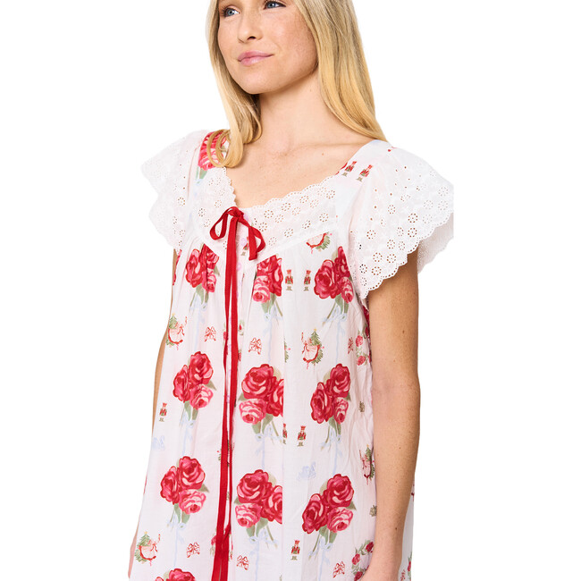 Women's Floral Print Short Sleeve Gown, Nutcracker Garden - Pajamas - 3