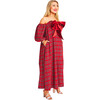 Women's Blair Tartan Short Puff Sleeve Off-Shoulder Dress, Red - Dresses - 3