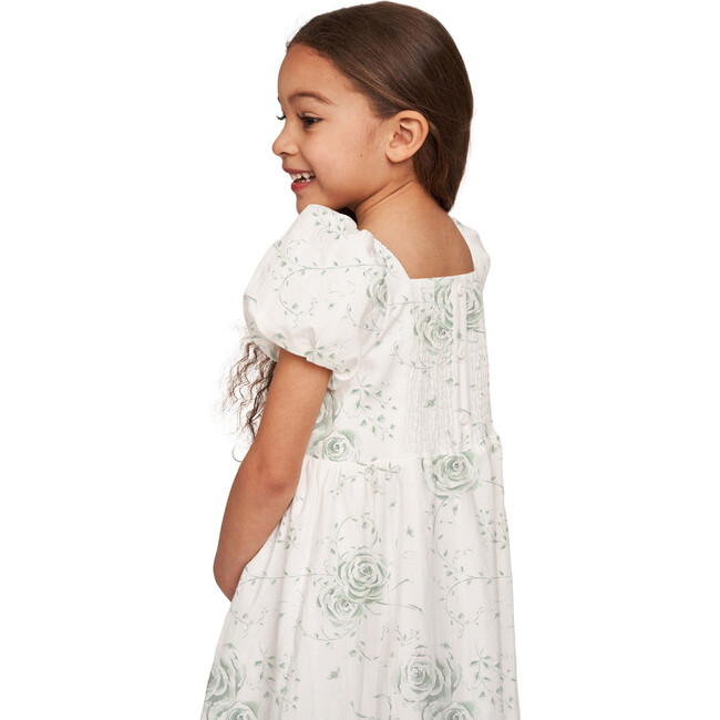 Kylie Square Neck Short Puff Sleeve Dress, Celadon Heirloom - Dresses - 3