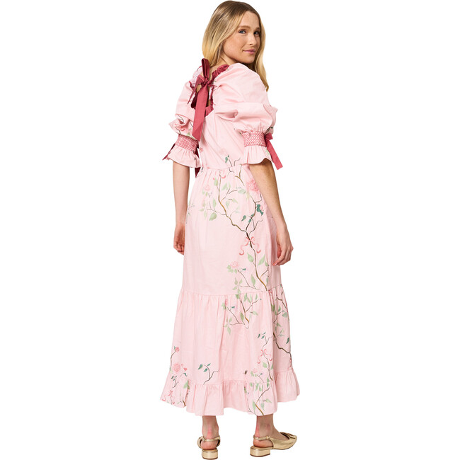 Women's Scarlette Ruffle Neck Short Puff Sleeve Dress, Whimsy Rose - Dresses - 4