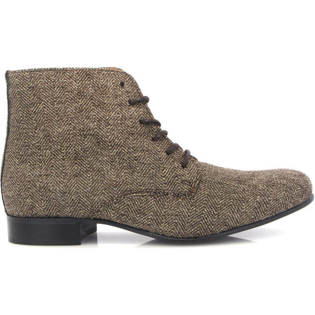 English Fabric Lace Up Boots, Brown