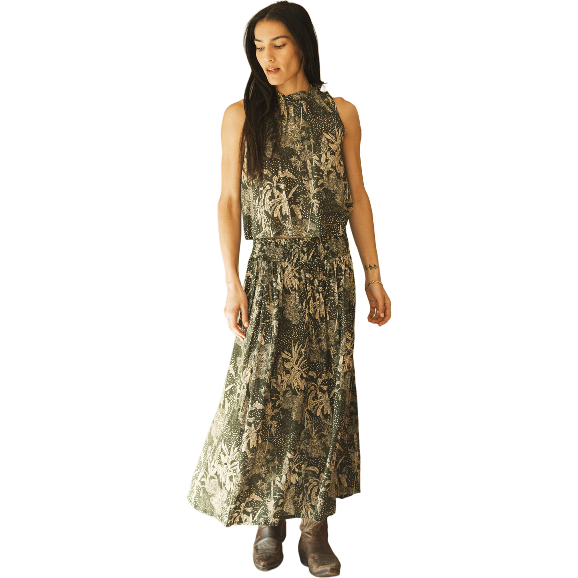Women's Ana Elastic Waist Skirt, Dark Forest - Skirts - 1