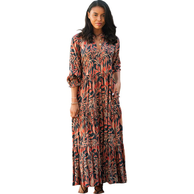 Women's Sienna Maxi Dress, Fall Leaves