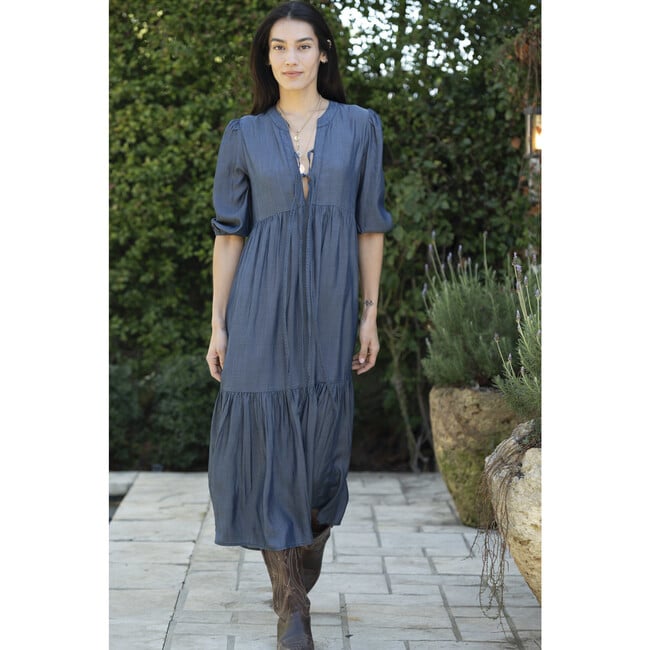 Women's Lulu Midi Dress, Royal Denim - Dresses - 4