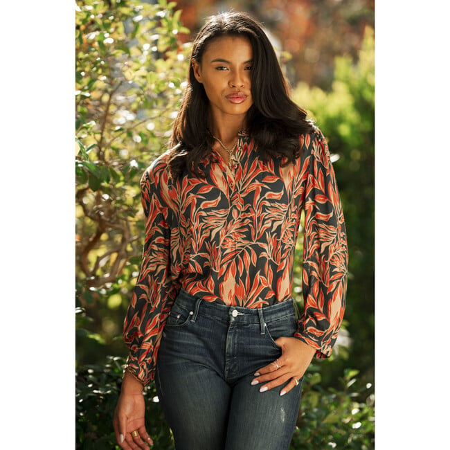 Women's Colorado Long Sleeve Top, Fall Leaves - Blouses - 3