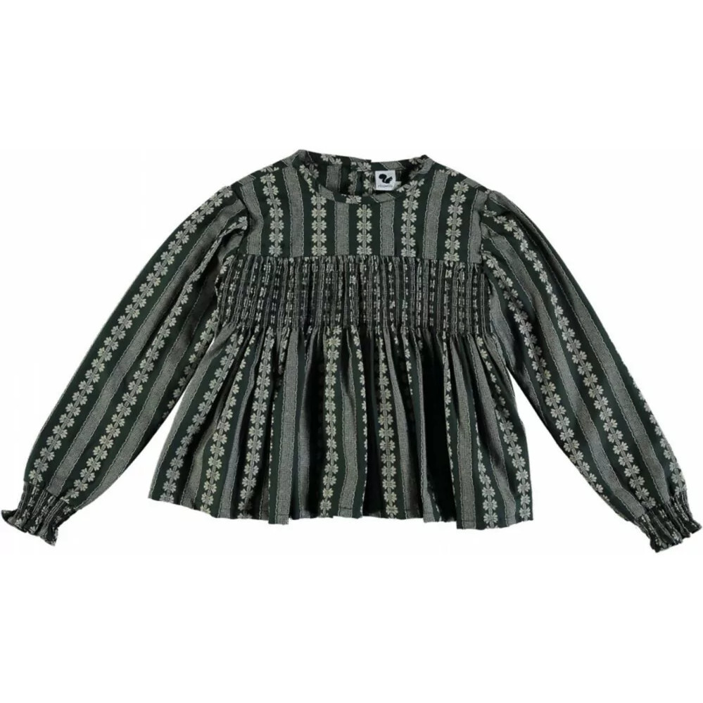 Frise Blouse, Green - Blouses - 1