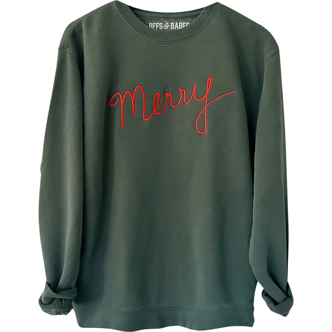 Women's Ultra Merry Embroidered Sweatshirt, Green