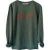 Women's Ultra Merry Embroidered Sweatshirt, Green - Sweatshirts - 1 - thumbnail