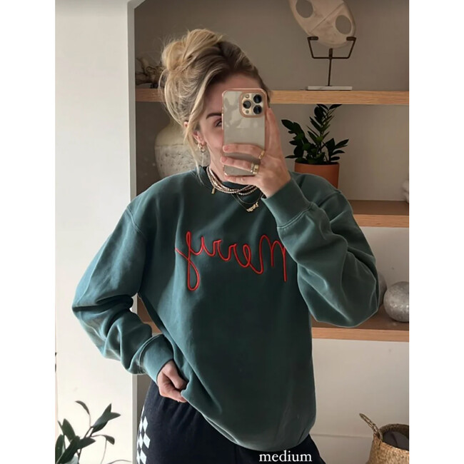 Women's Ultra Merry Embroidered Sweatshirt, Green - Sweatshirts - 2